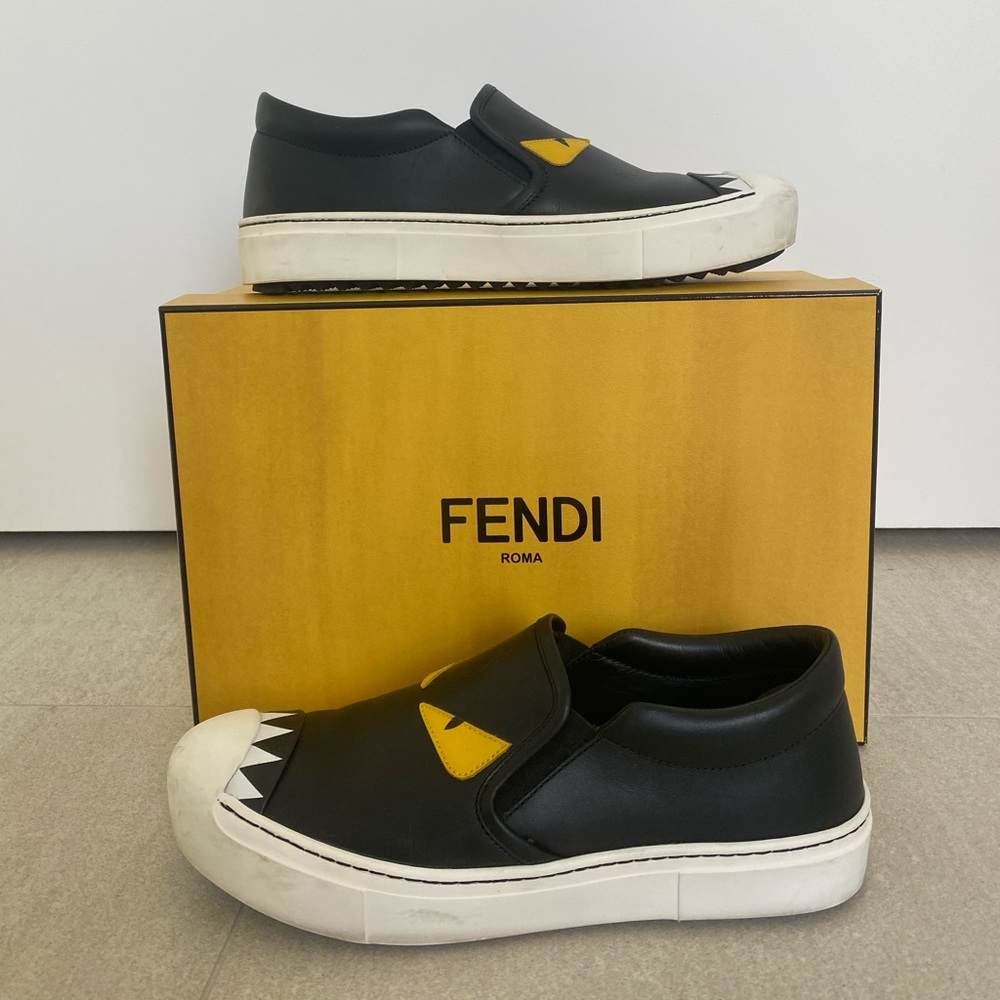 Fendi slip on sneakers monster eye white black